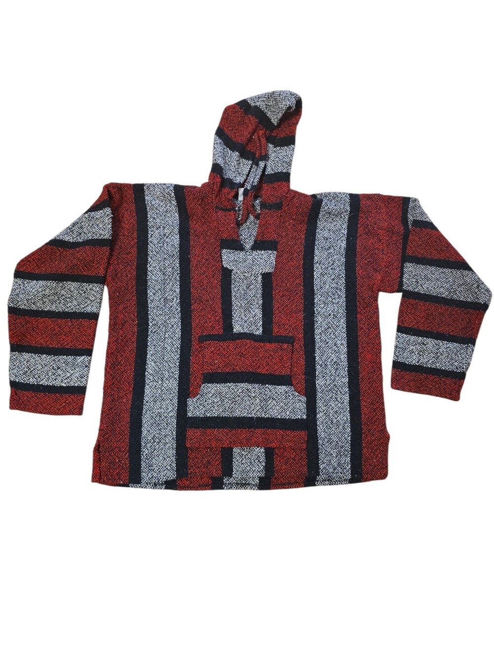 ANGY Red and Gray Geometric  Surfer Baja Pullover XL